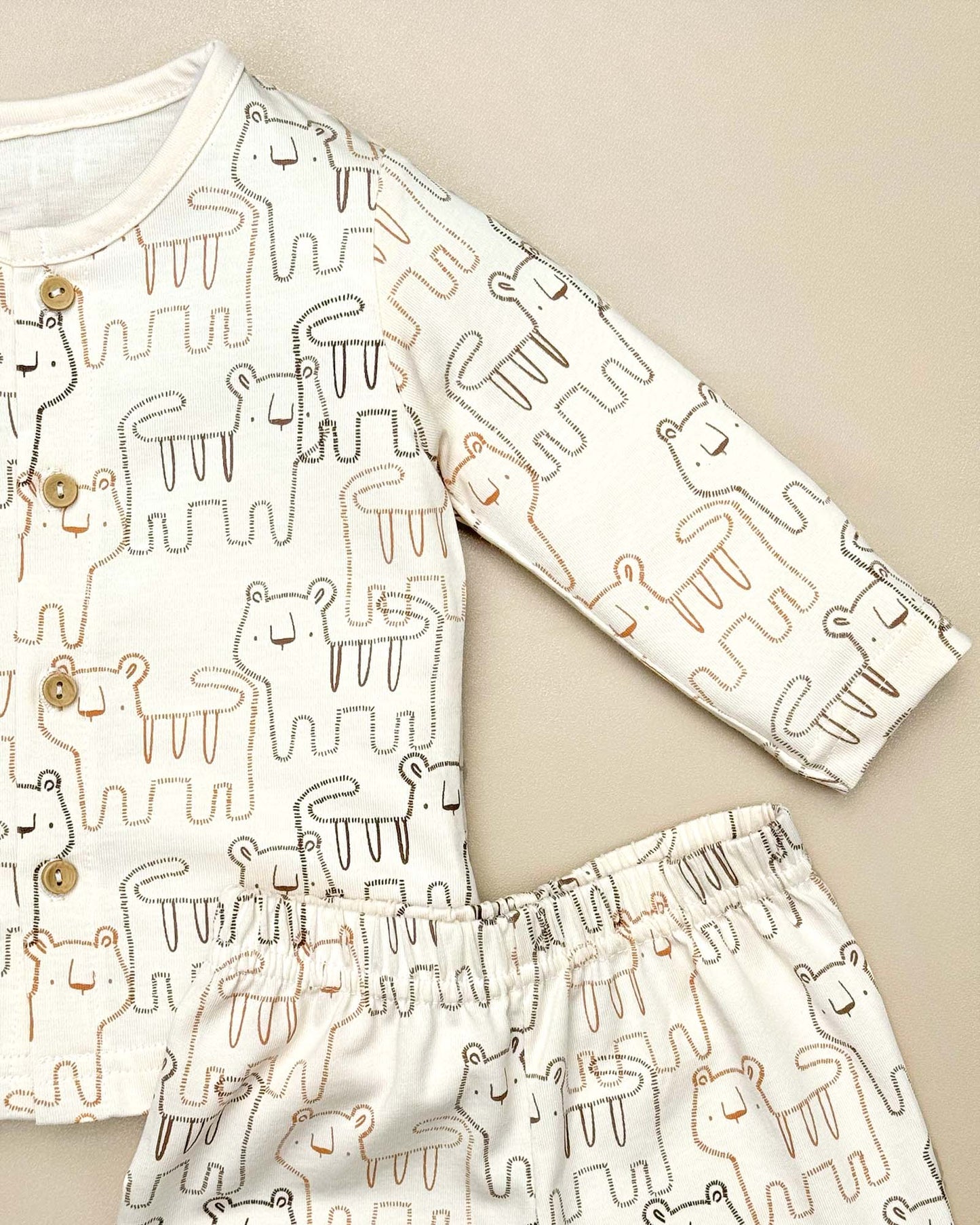Full Sleeve Front Open Lion Graffiti Printed Co-ord Set