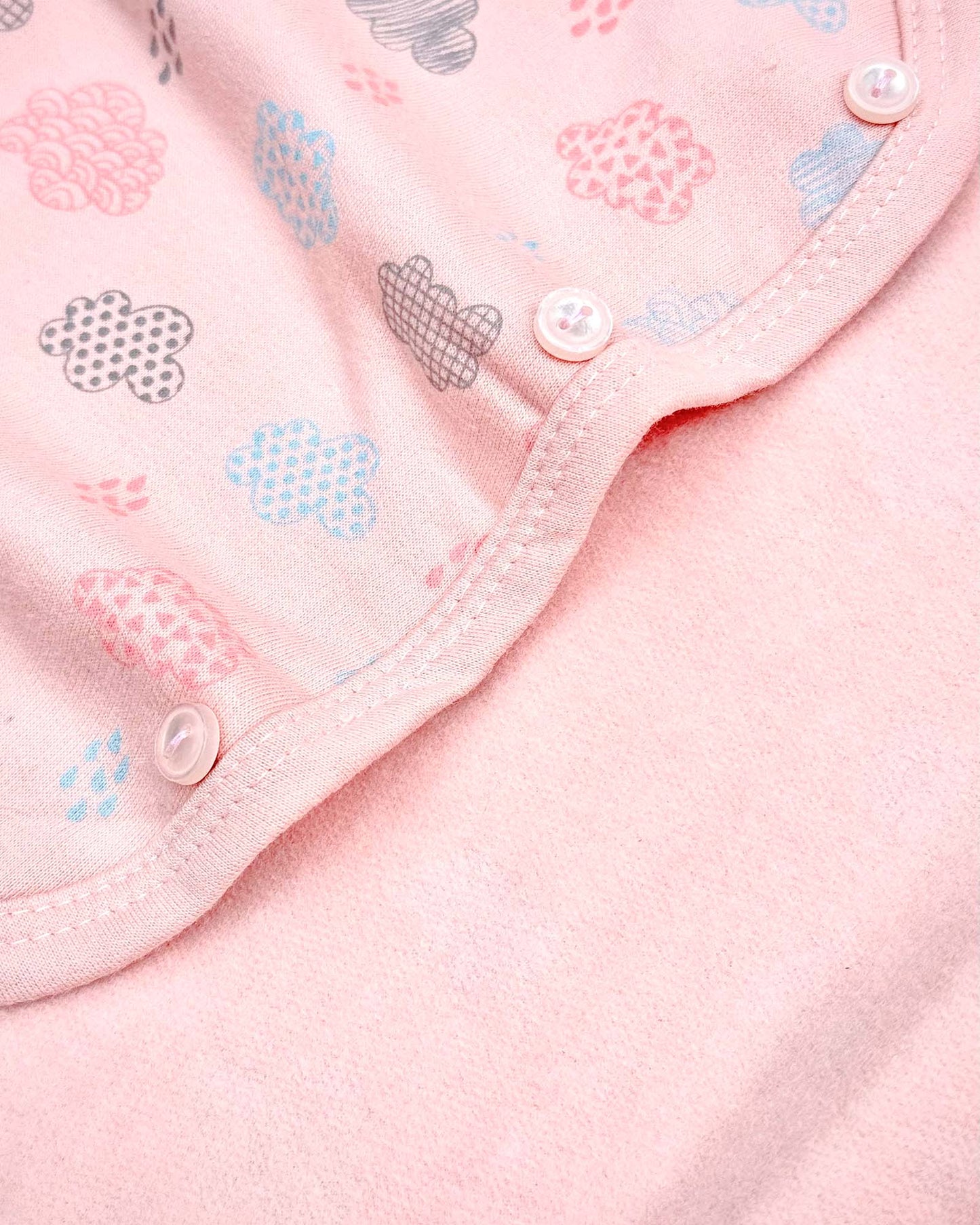 Hippo Cloud Printed Fleeced Front Open Night Suit