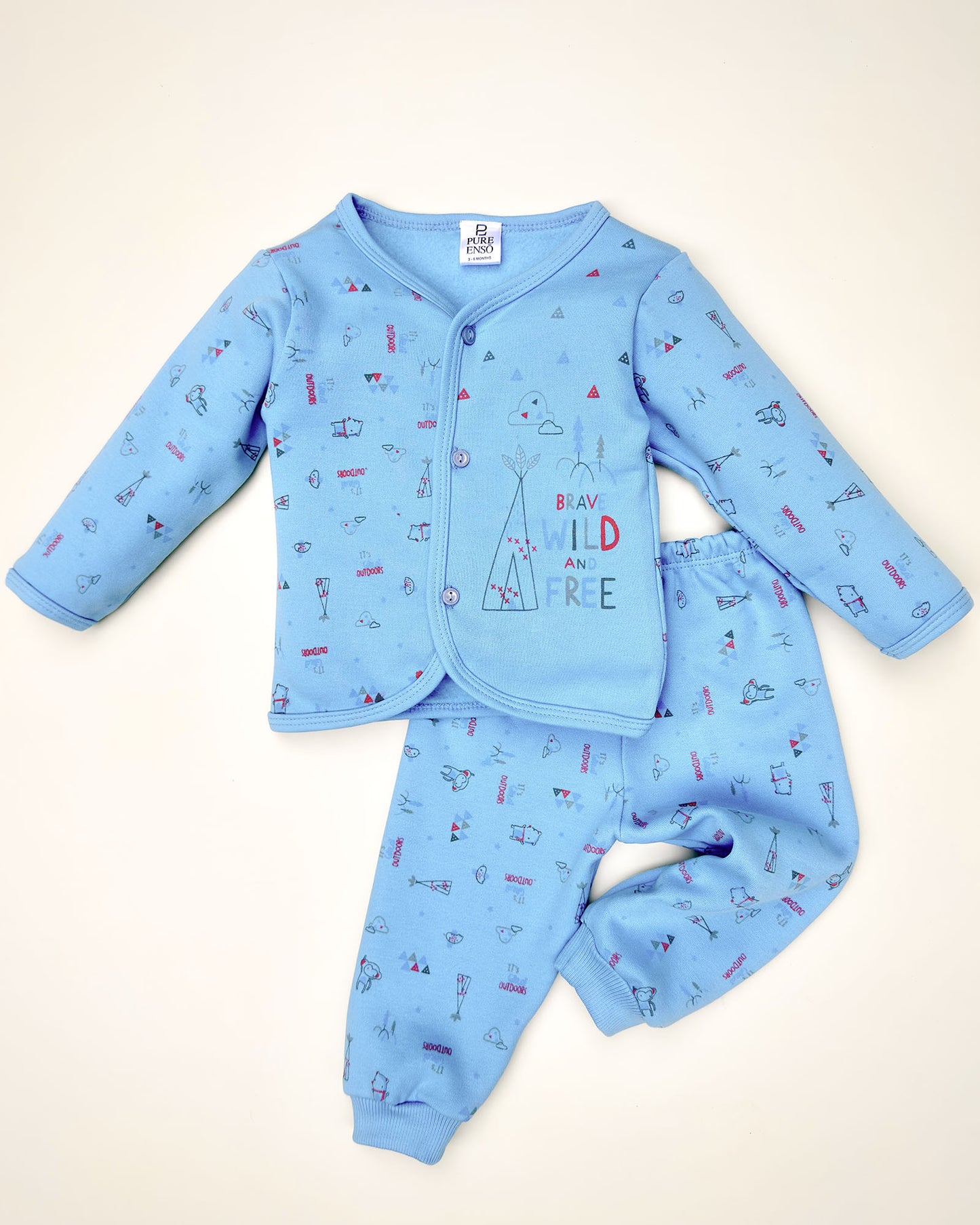 Wild & Free Printed Fleeced Front Open Night Suit