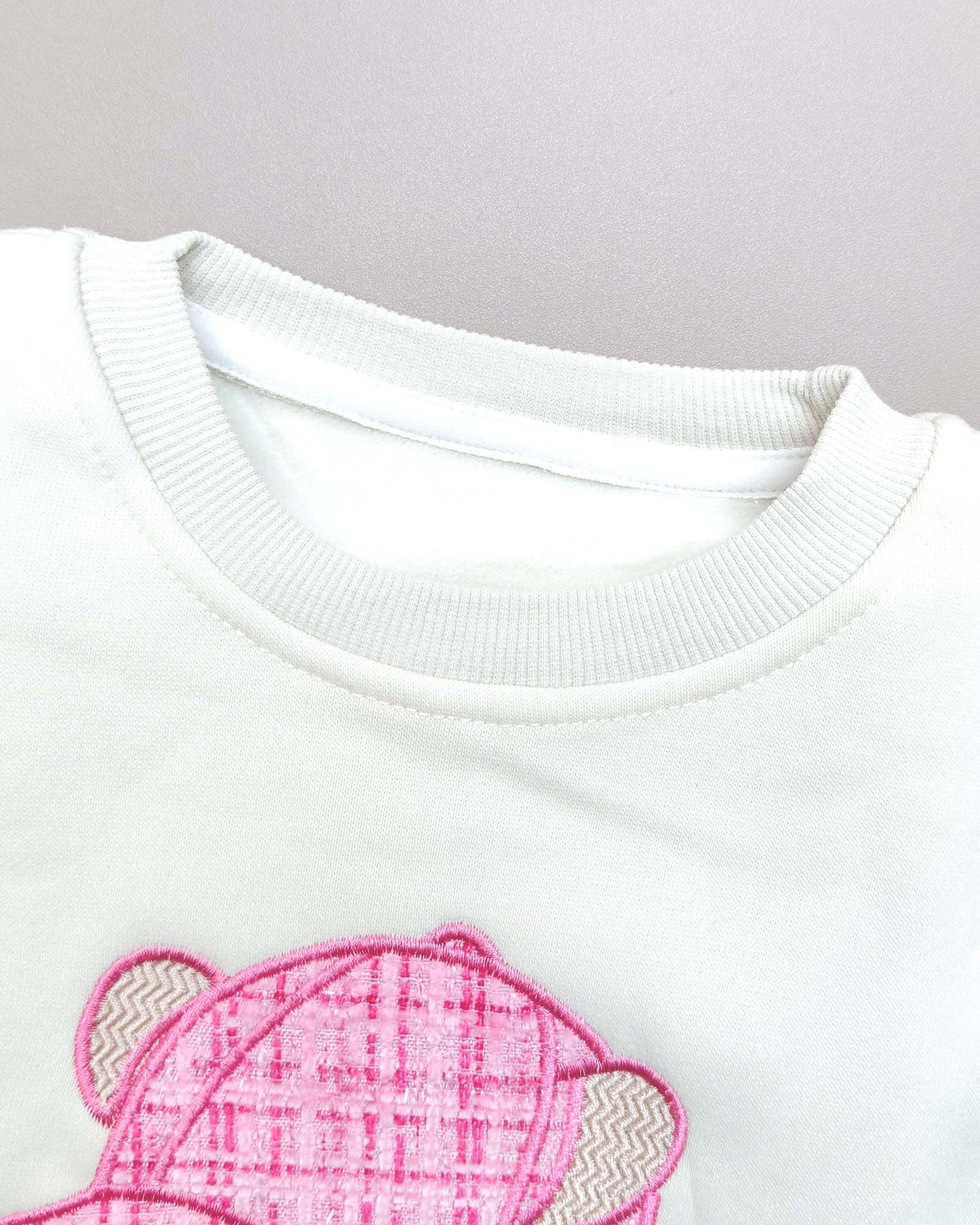 Full-Sleeve Teddy Bear Embroidery Sweatshirt