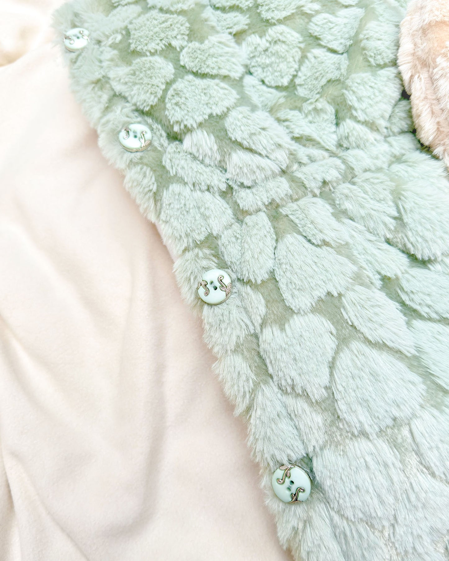 Textured Fur Full Sleeve Jacket With Sling Bag