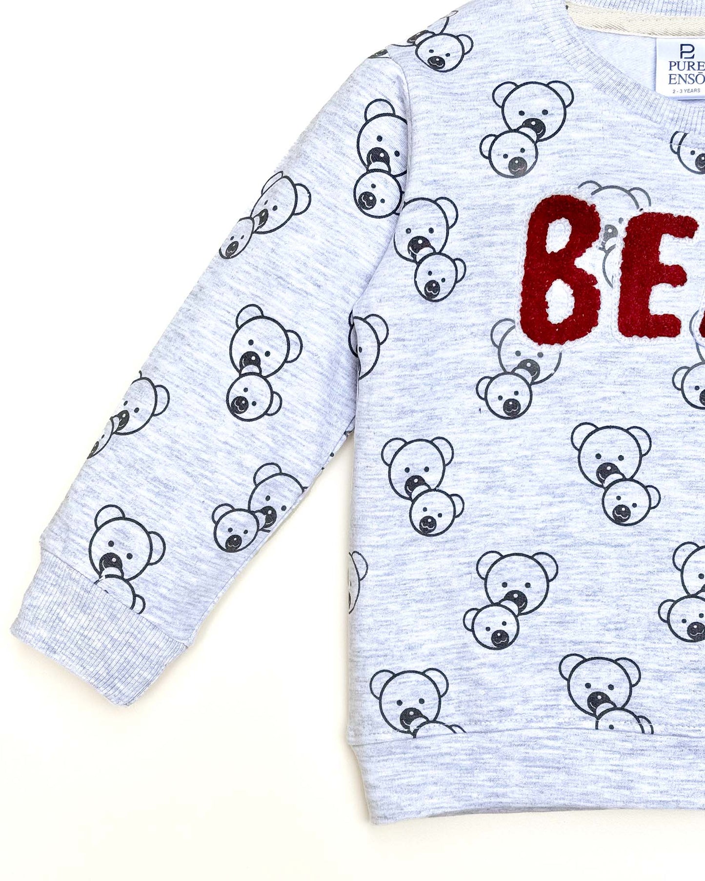 Fleeced Bear Bouclé Embroidery & Baby Print Co-ord
