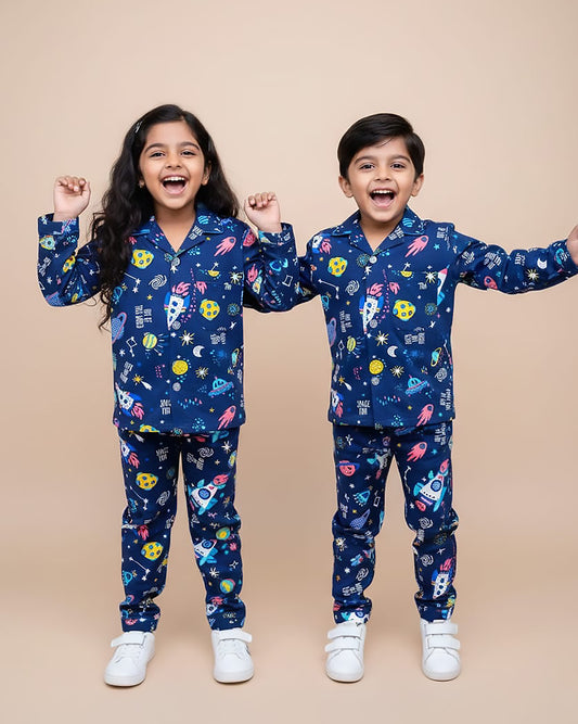 Space Adventure Printed Hosiery Night Suit