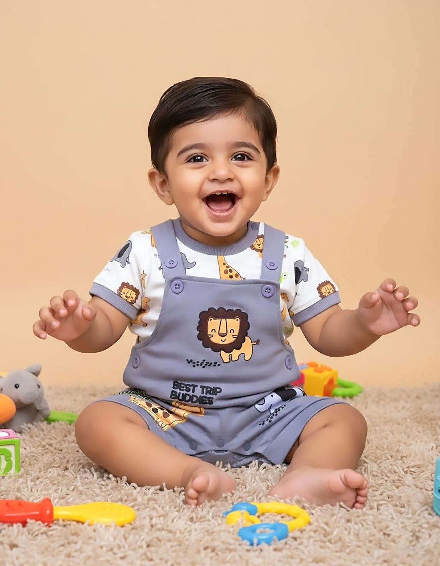 Best Trip Buddies Printed Dungaree Romper