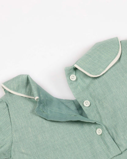 Peter Pan Collar Casual Linen Dress with Bow Detail