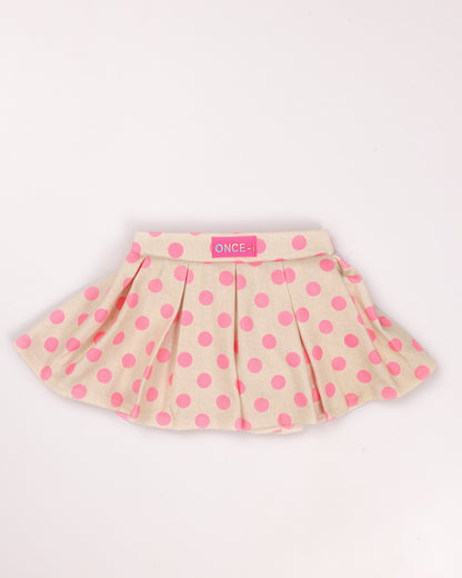Soft Textured Stripe Top with Polka Skirt Set