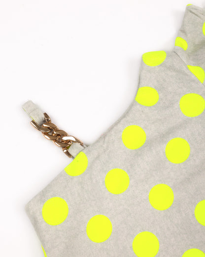Soft Textured Polka Off-Shoulder Top & Check Shorts Set