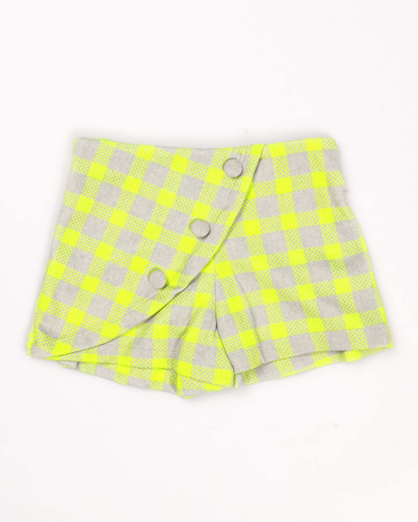 Soft Textured Polka Off-Shoulder Top & Check Shorts Set