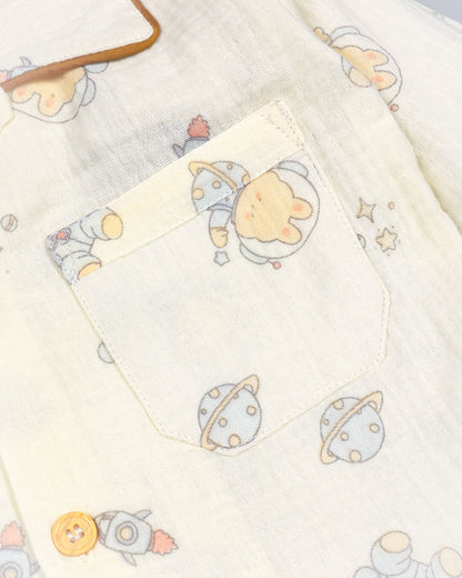 Space Adventure Printed Muslin Night Suit