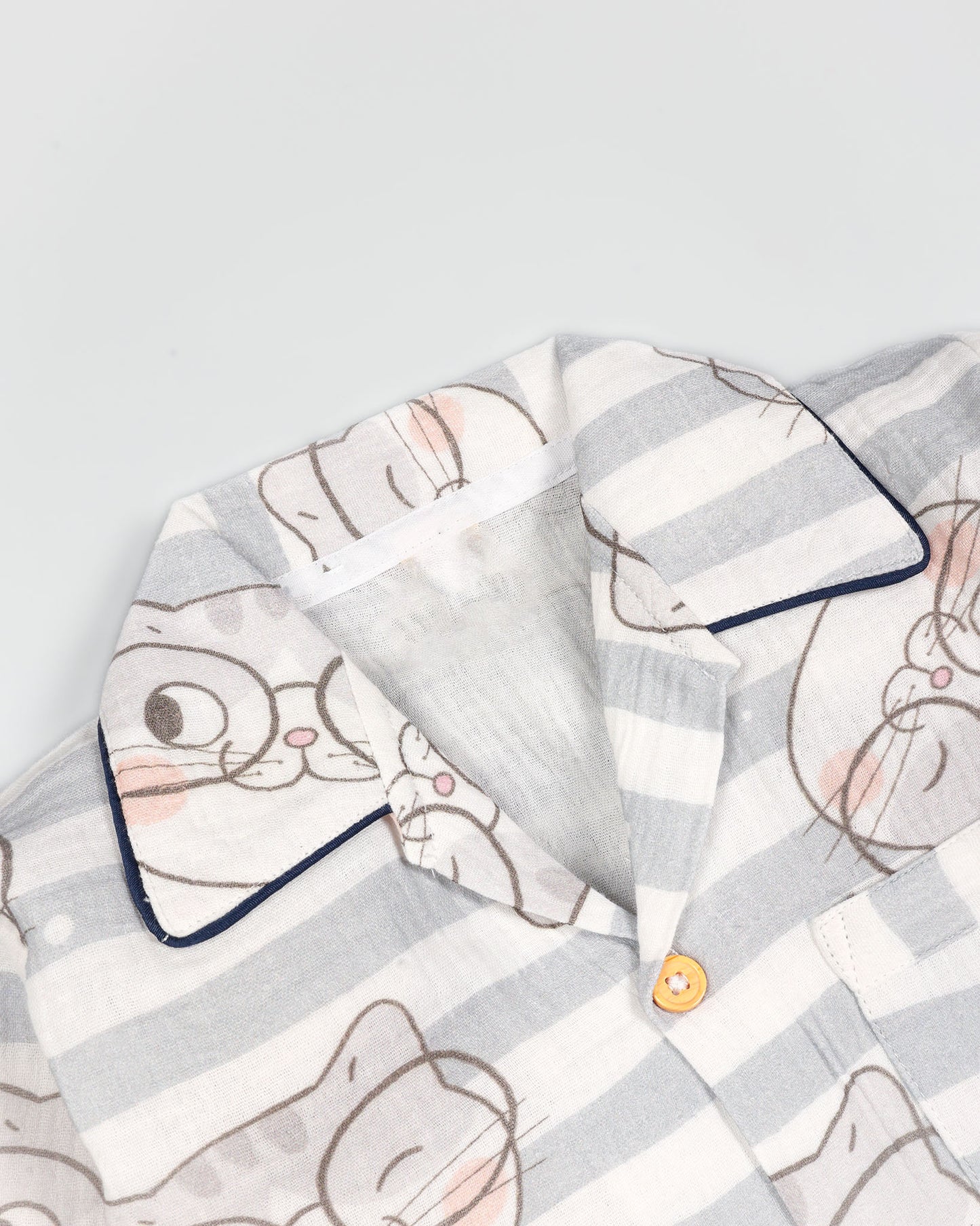 Cute Kitten Printed Muslin Night Suit