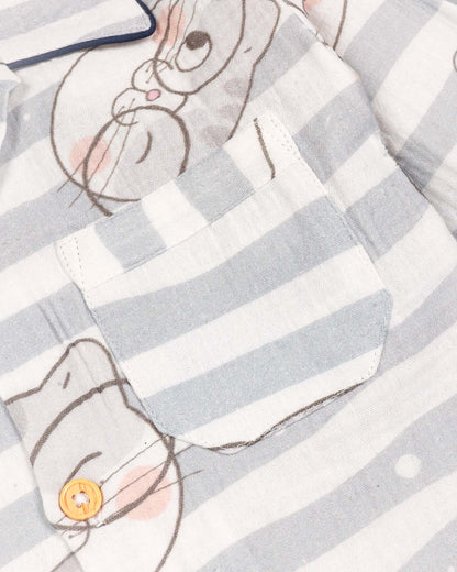 Cute Kitten Printed Muslin Night Suit