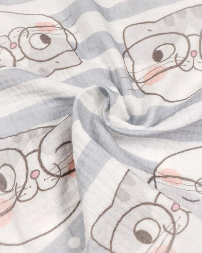 Cute Kitten Printed Muslin Night Suit