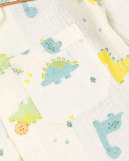 Little Dinos Printed Muslin Night Suit