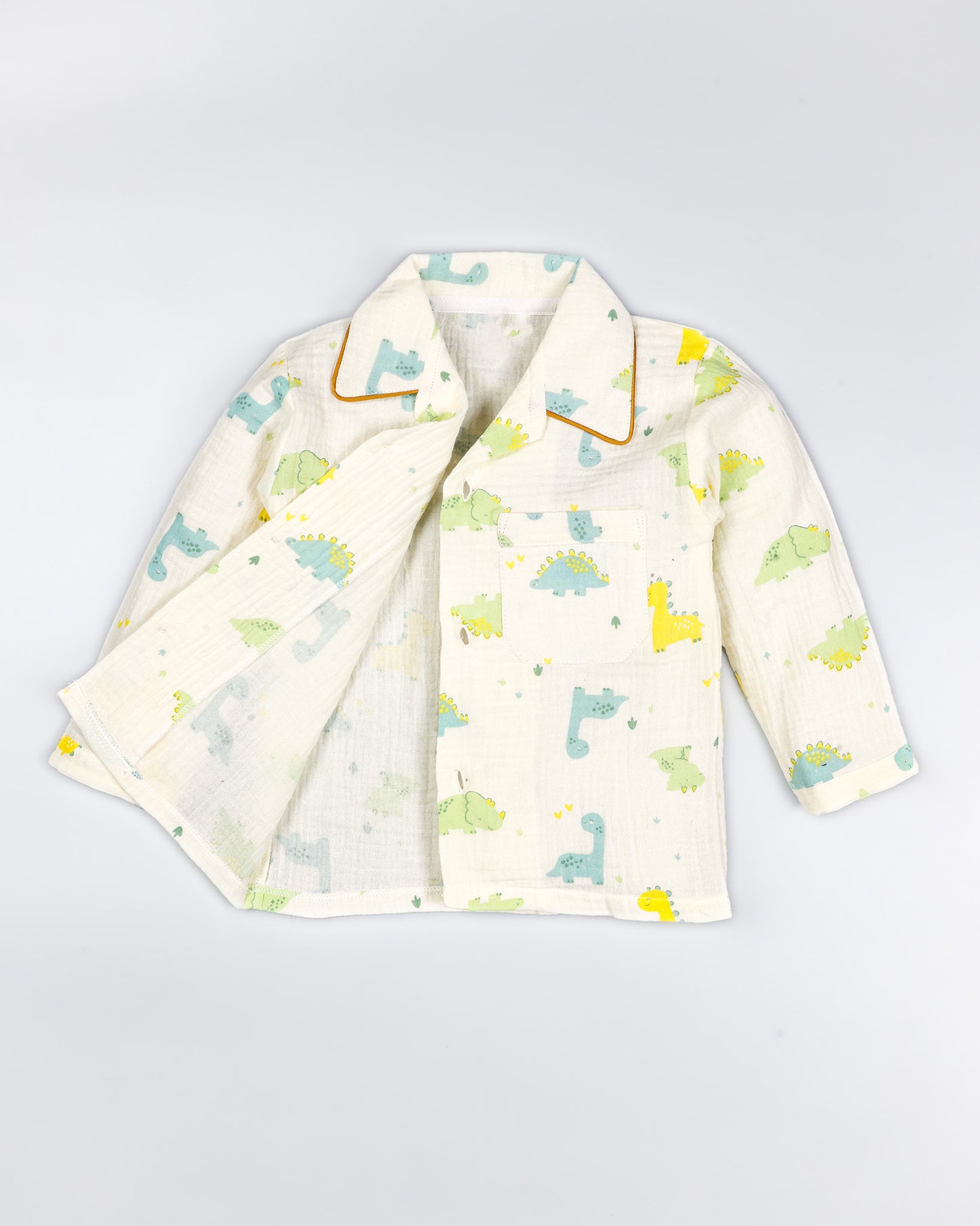 Little Dinos Printed Muslin Night Suit