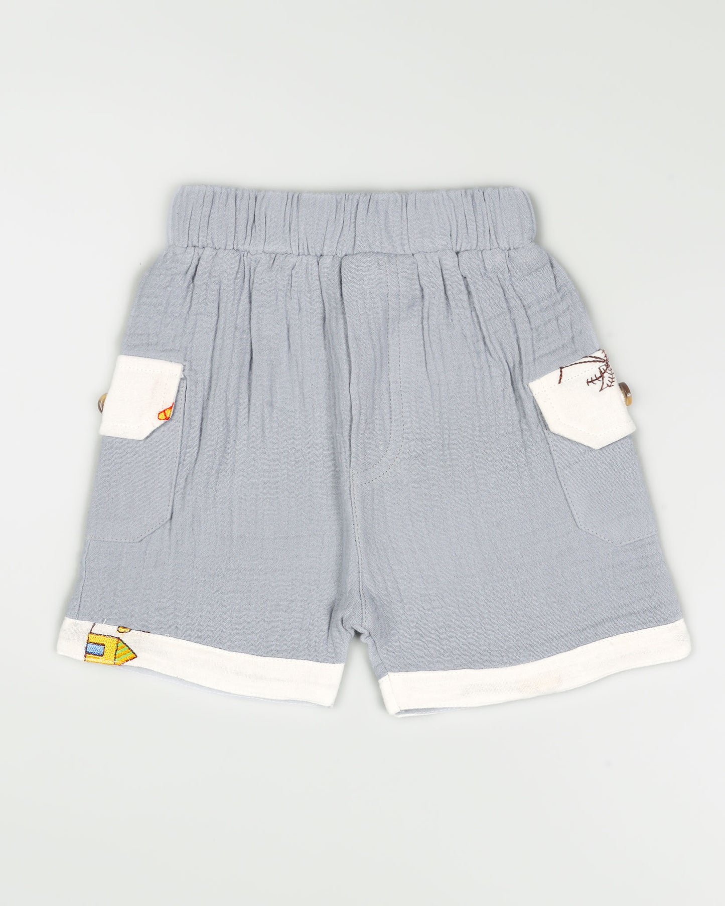 Urban Life Embroidered Popcorn Muslin Shorts Co-Ord Set