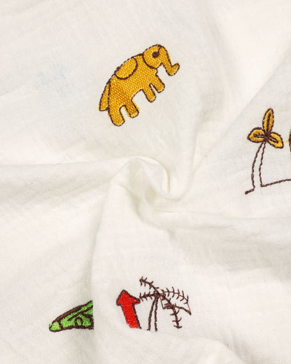 Urban Life Embroidered Popcorn Muslin Shorts Co-Ord Set