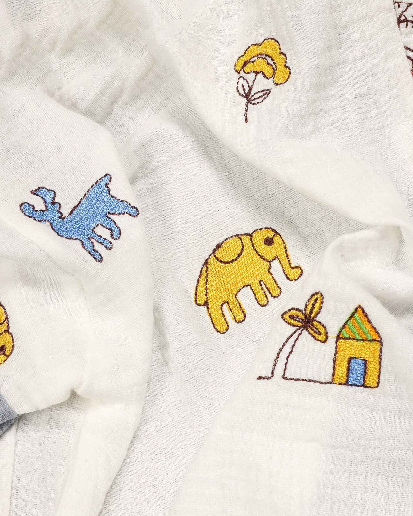 Urban Life Embroidered Popcorn Muslin Shorts Co-Ord Set