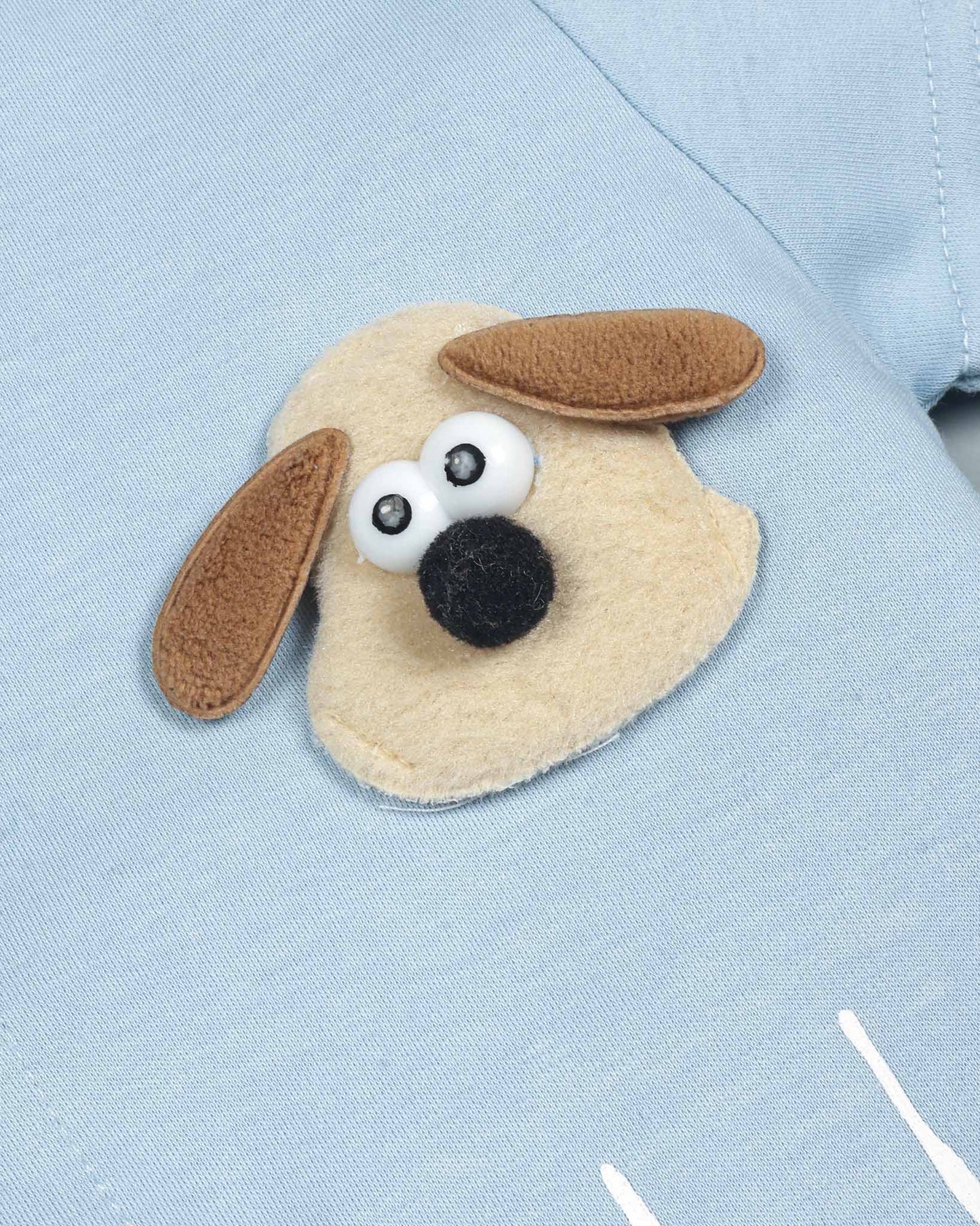 Cute Puppy Toy Appliqued Half Sleeve Romper
