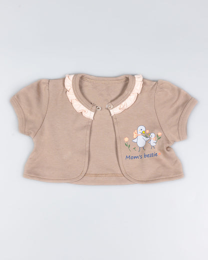 Mom Bestie Printed Romper With Shrug