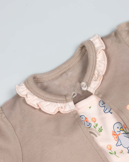 Mom Bestie Printed Romper With Shrug