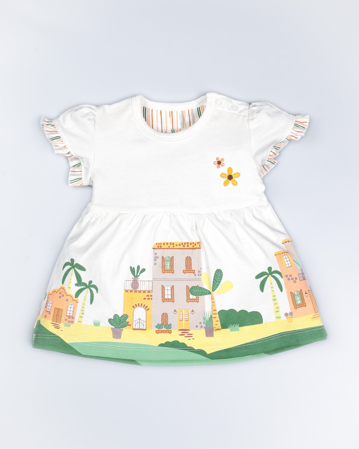 Urban City View Printed Frock With Bloomers