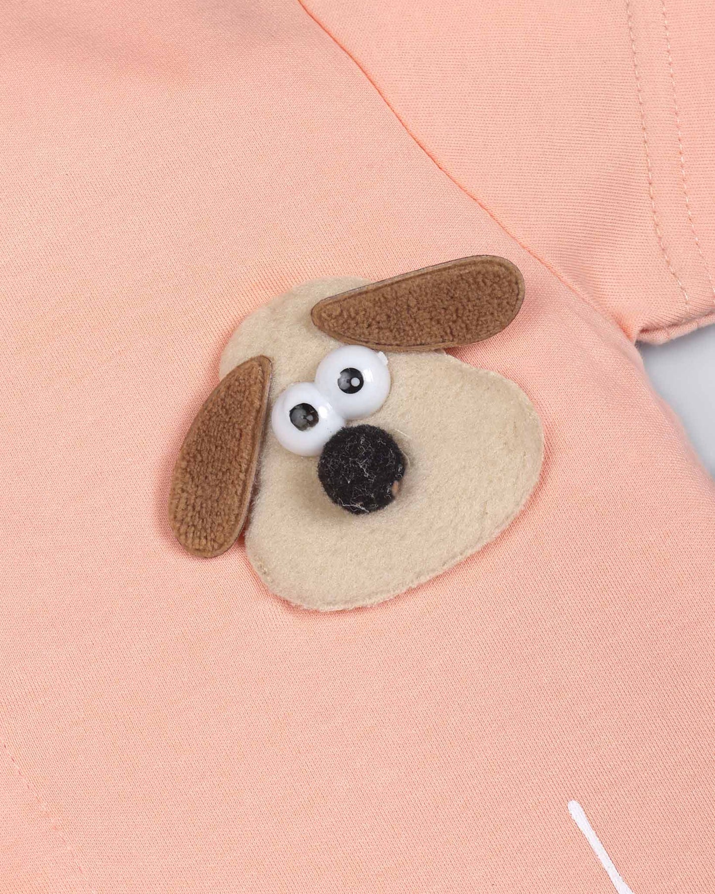 Cute Puppy Toy Appliqued Half Sleeve Romper