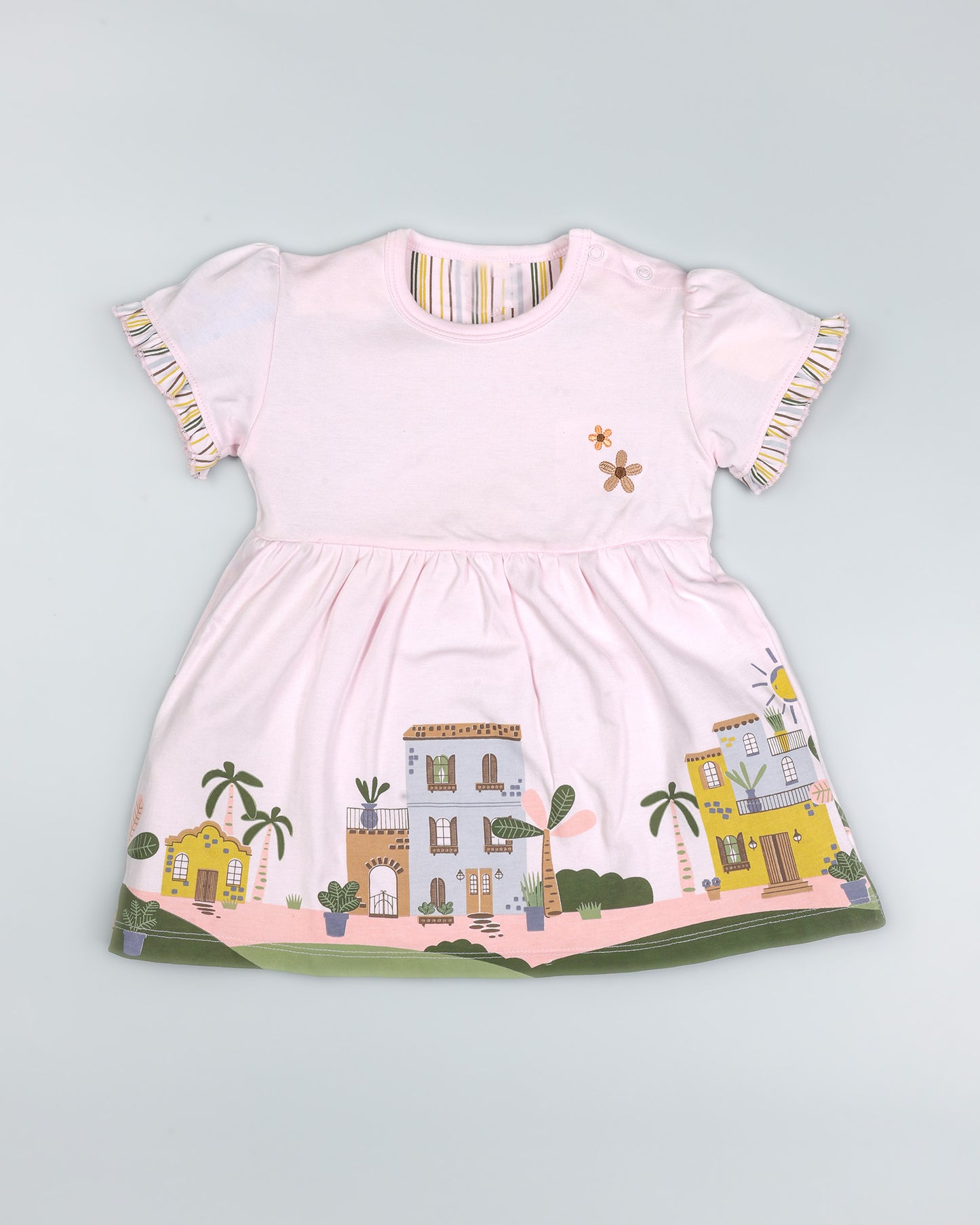 Urban City View Printed Frock With Bloomers