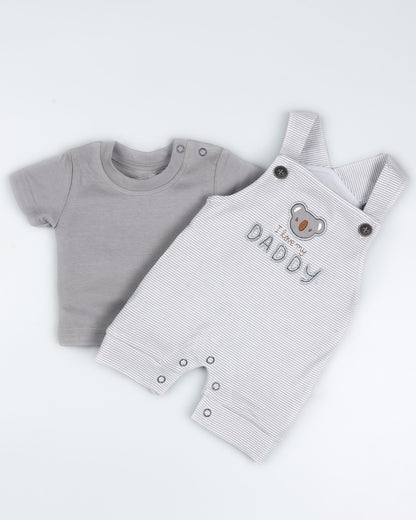Love My Daddy Printed Dungaree Romper