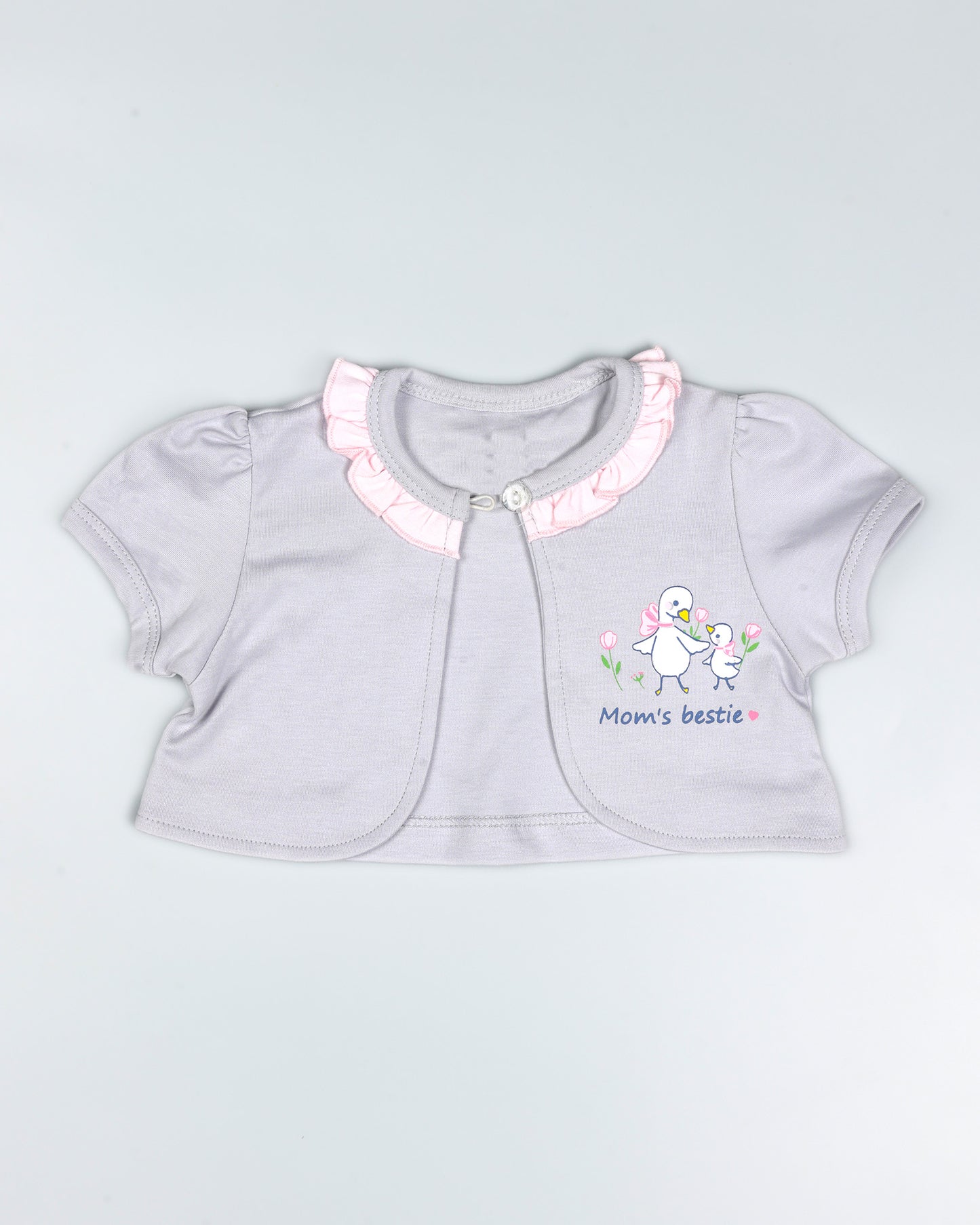 Mom Bestie Printed Romper With Shrug