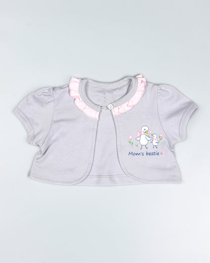 Mom Bestie Printed Romper With Shrug