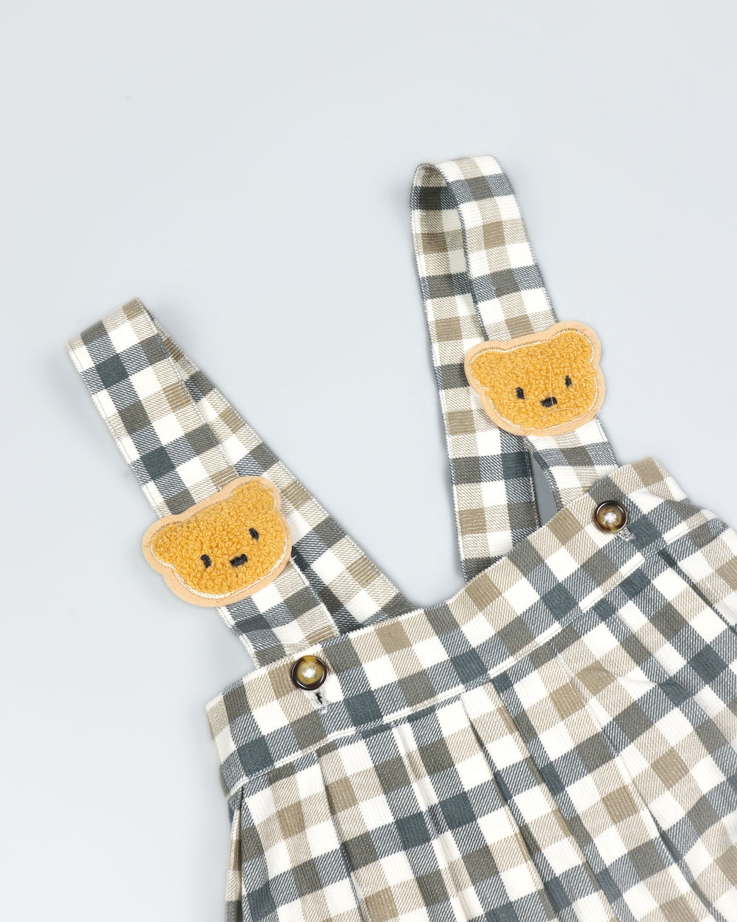 Check Textured Printed Gallis Suit With Bow Tie Detail