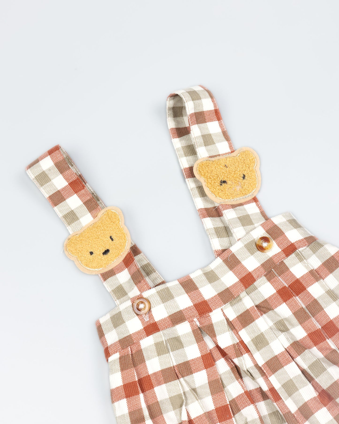 Check Textured Printed Gallis Suit With Bow Tie Detail