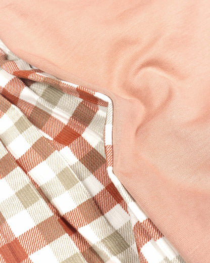 Check Textured Printed Gallis Suit With Bow Tie Detail