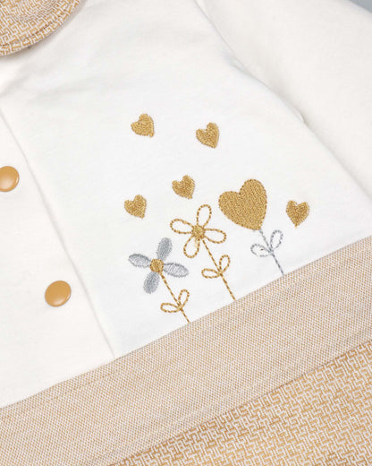 Flower Embroidered Textured Romper