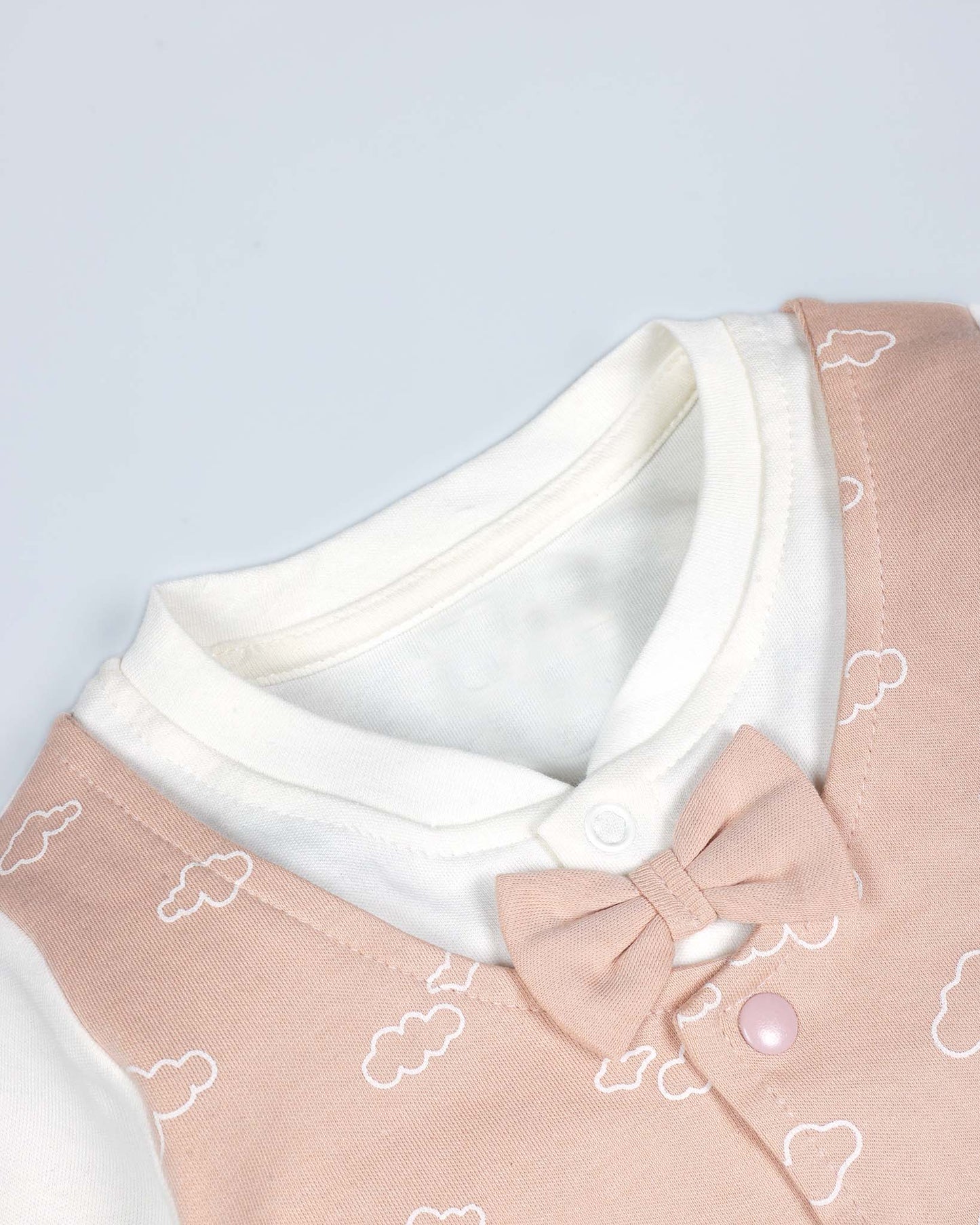 Cloud Printed Romper With Bow Tie