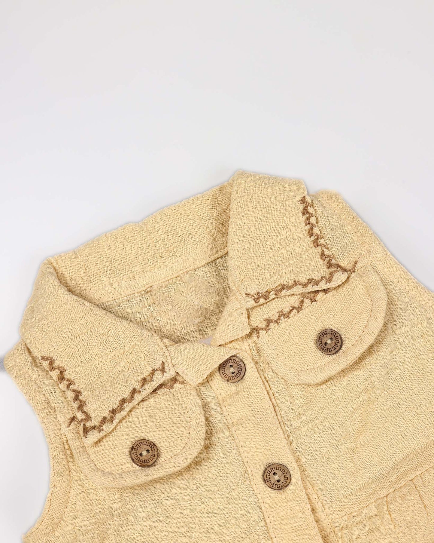 Sleeveless Safari Muslin Dress With Bloomers