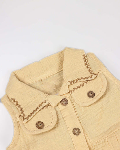 Sleeveless Safari Muslin Dress With Bloomers
