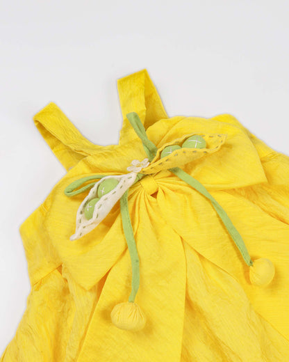 Halter Neck Big Bow A Line Flair Frock With Pea Pod Detail