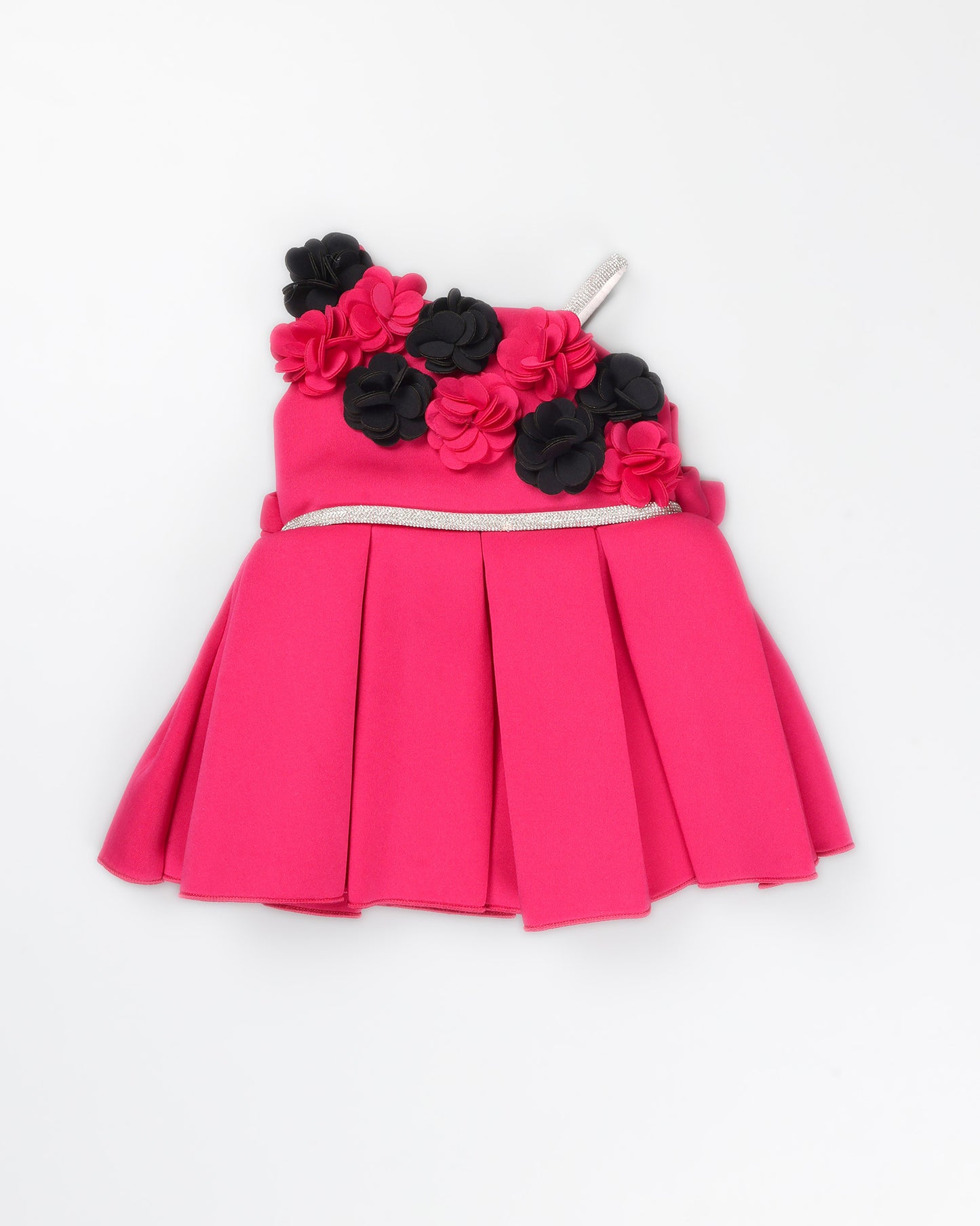Floral Applique Off-Shoulder Party Wear Frock With Headband