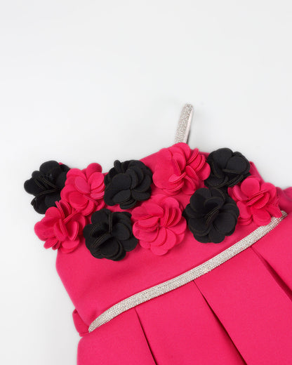 Floral Applique Off-Shoulder Party Wear Frock With Headband