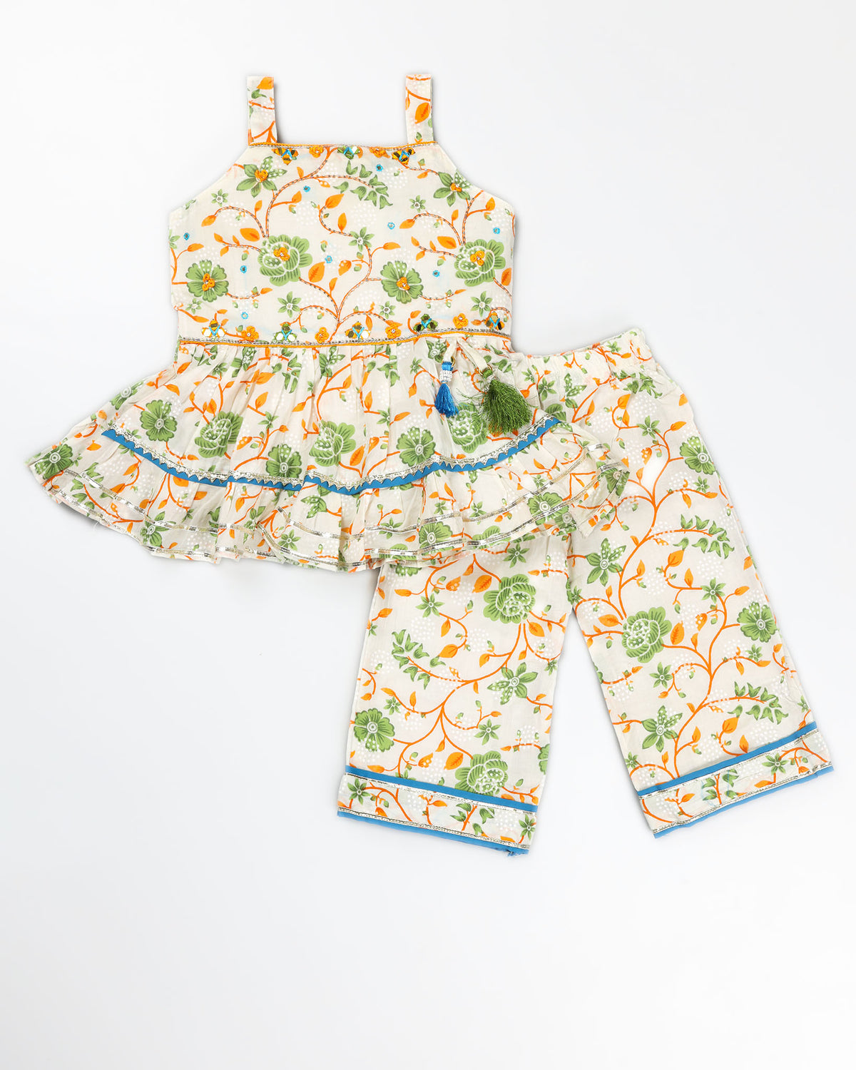 Lattice Jaipuri Printed Kurti / Straight Pants Set
