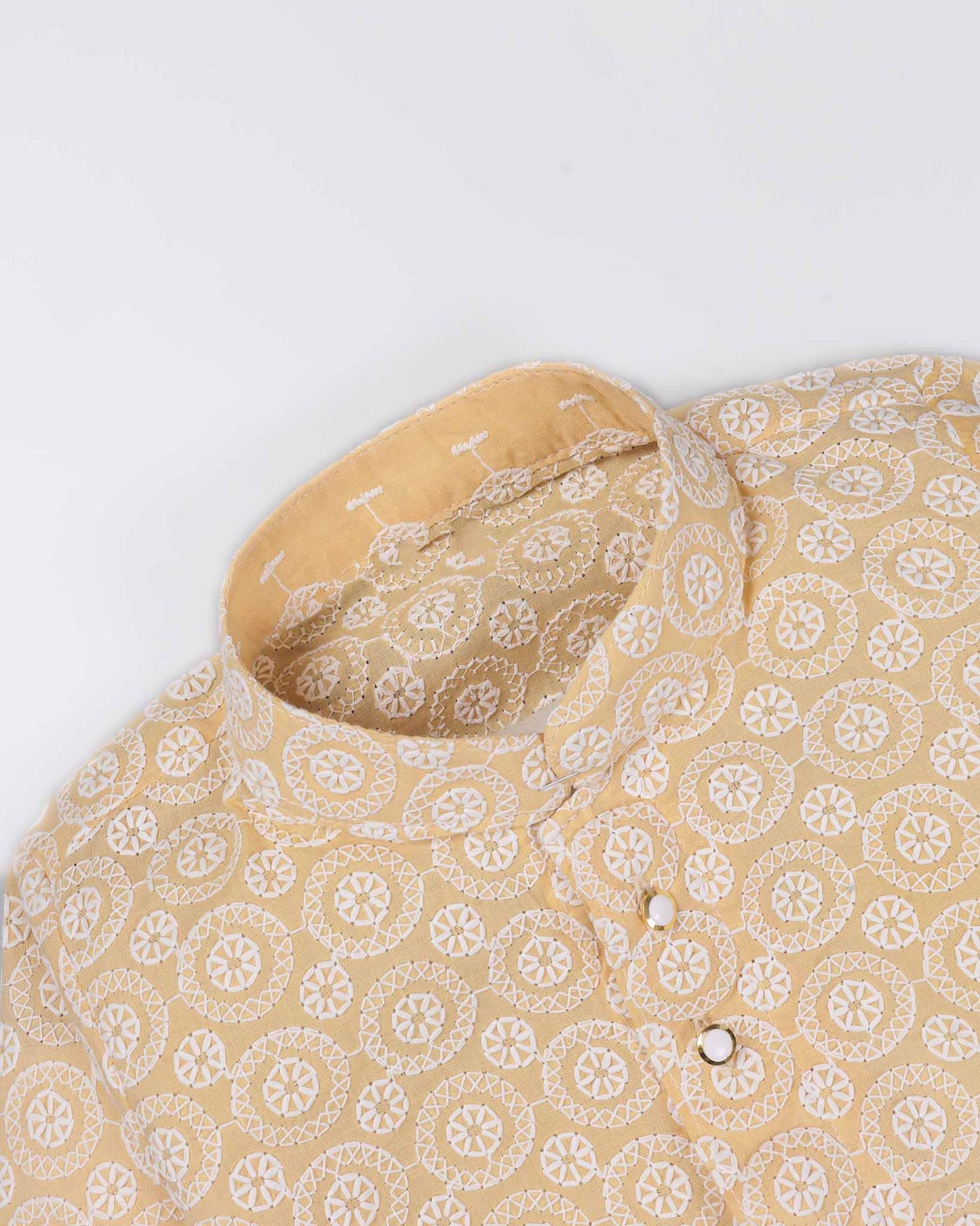 Medallion Embroidered Nehru Collar Kurta / Dhoti Set