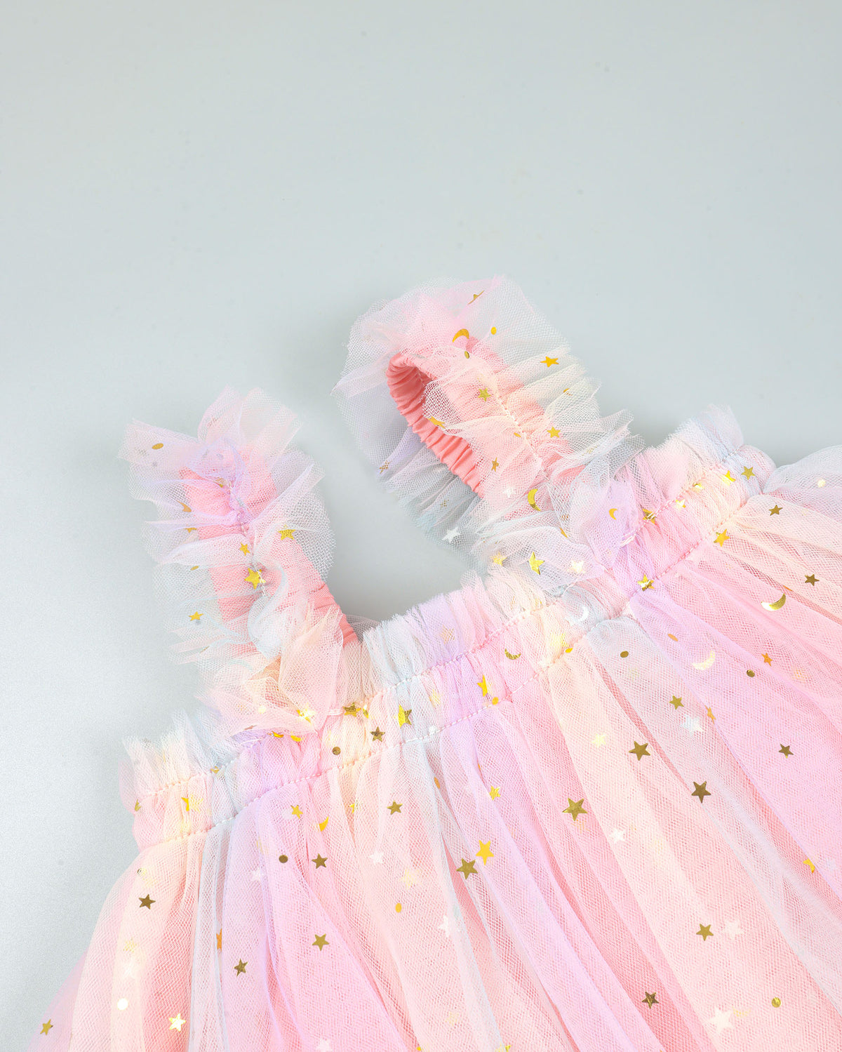 Star Foil Printed Dual Tone Tulle Frock