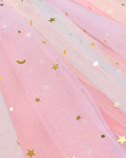 Star Foil Printed Dual Tone Tulle Frock