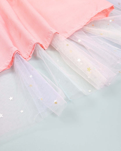 Star Foil Printed Dual Tone Tulle Frock