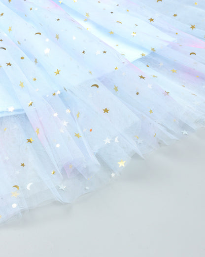 Star Foil Printed Dual Tone Tulle Frock