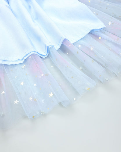Star Foil Printed Dual Tone Tulle Frock