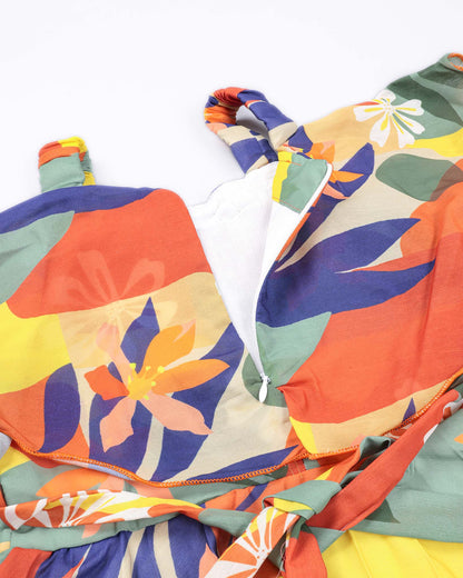 Watercolour Floral Cape Dress With Hat