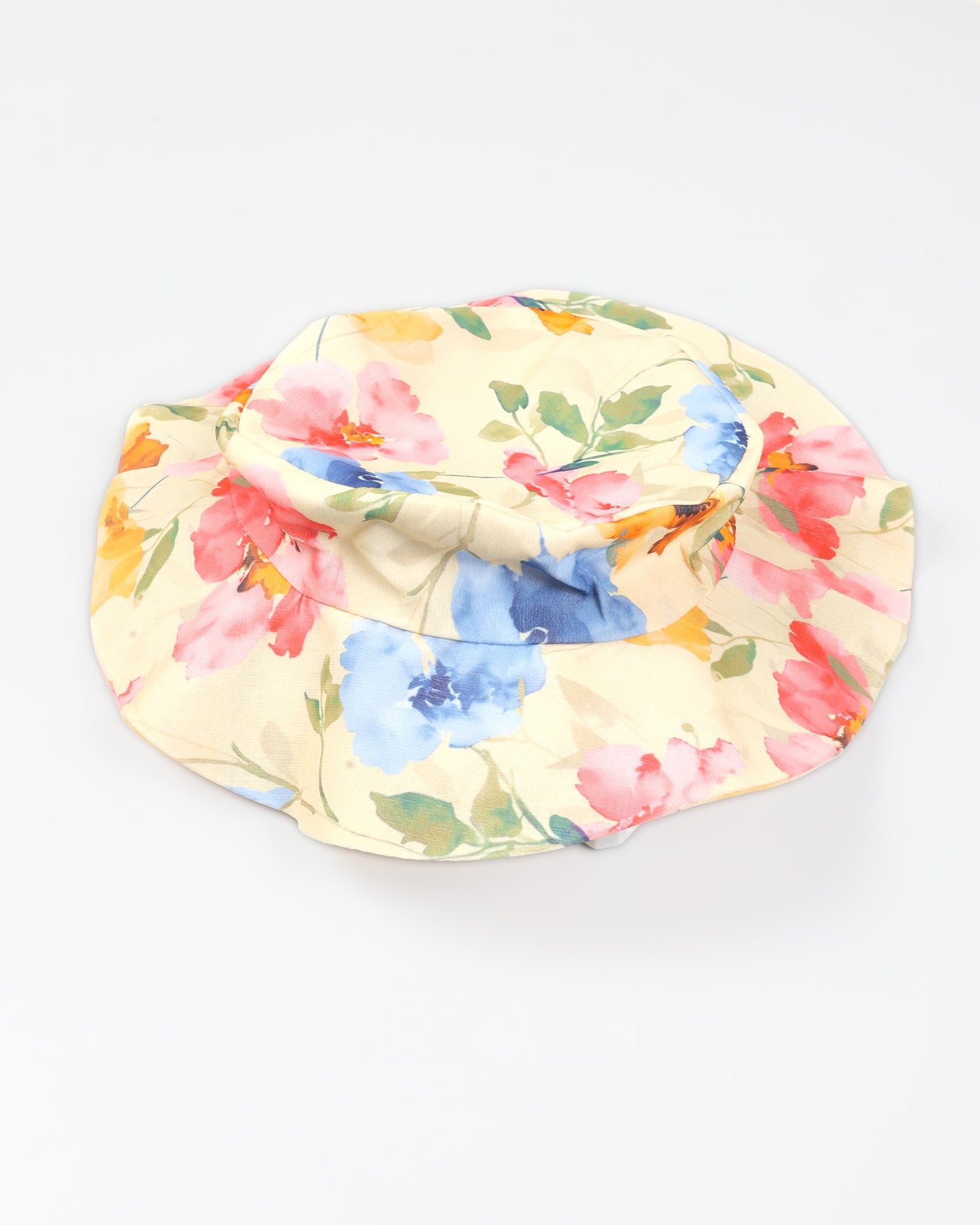 Multicolour Floral Printed Sleeveless Dress With Hat