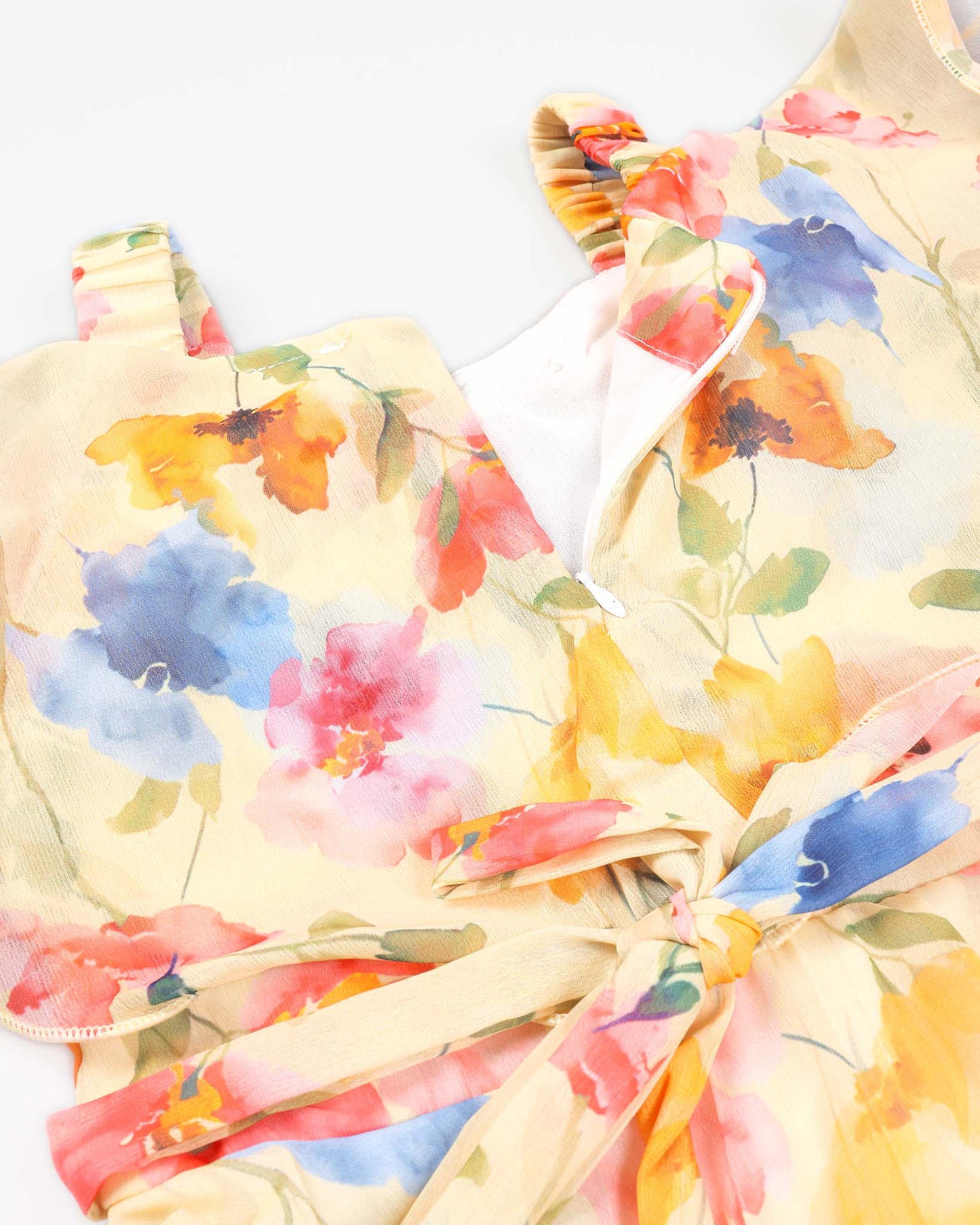 Multicolour Floral Printed Sleeveless Dress With Hat